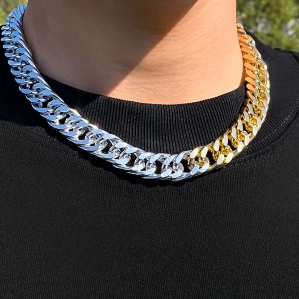 Men’s two tone chain link necklace